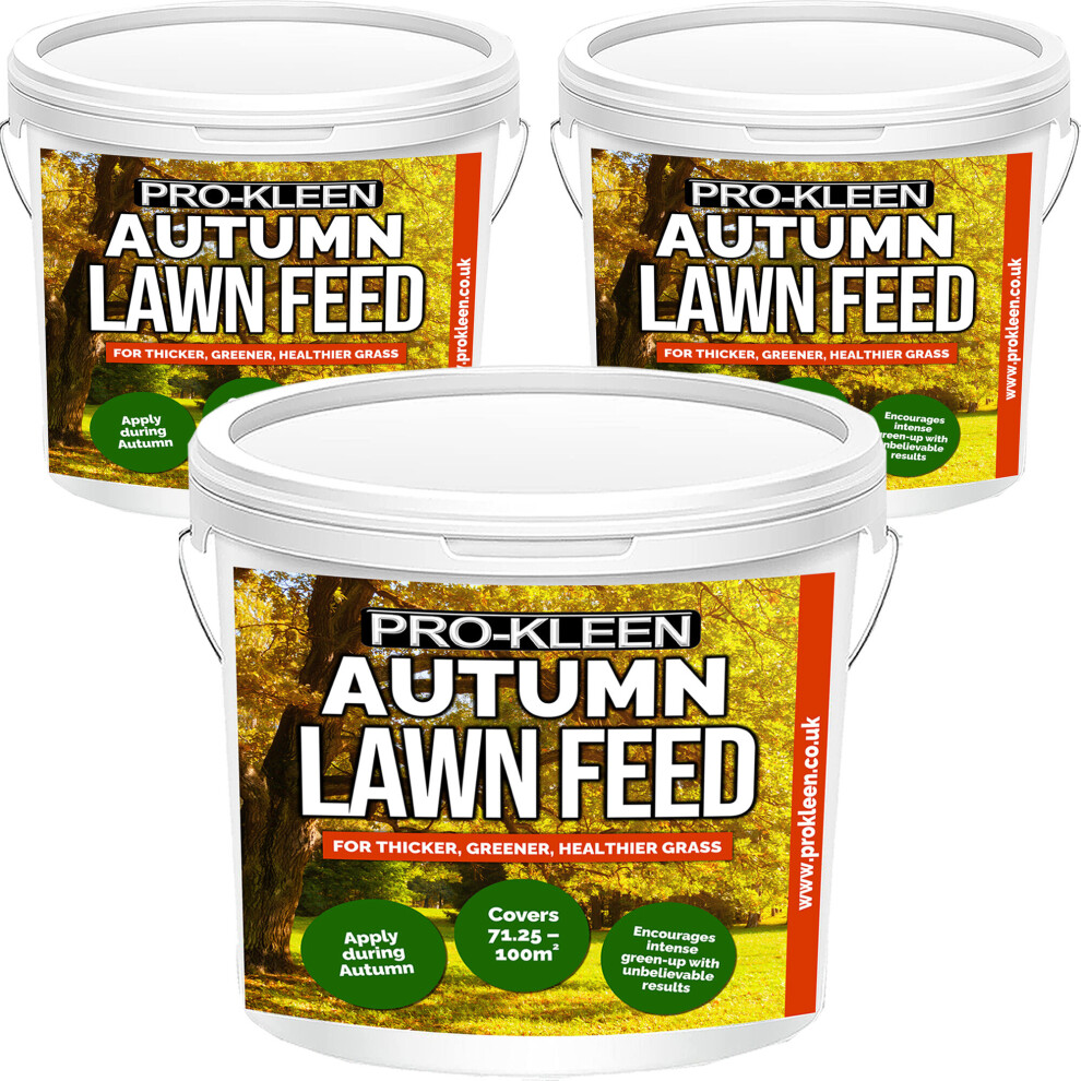 Pro-Kleen (3 X 2.5Kg) Autumn Lawn Feed Fertiliser Grass Granules Green