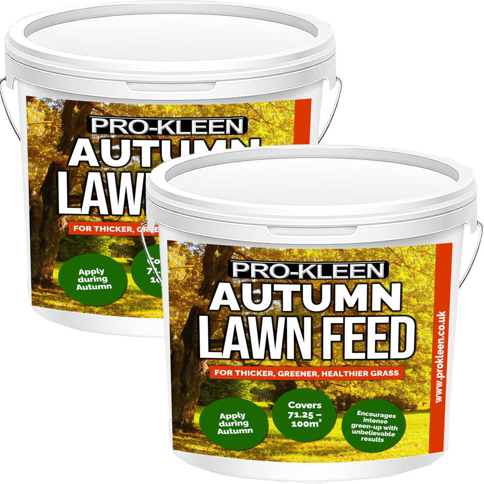 Pro-Kleen (2 X 2.5Kg) Autumn Lawn Feed Fertiliser Grass Granules Green