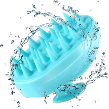 (Blue) Scalp Massager Shampoo Brush, Soft Silicone No Flaky Hair Scalp Brush for Wet or Dry Hair, Head Scrubber Scalp Exfoliator Anti Dandruff Brush (Black)