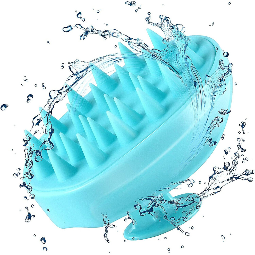 (Blue) Scalp Massager Shampoo Brush, Soft Silicone No Flaky Hair Scalp Brush for Wet or Dry Hair, Head Scrubber Scalp Exfoliator Anti Dandruff Brush (Black)