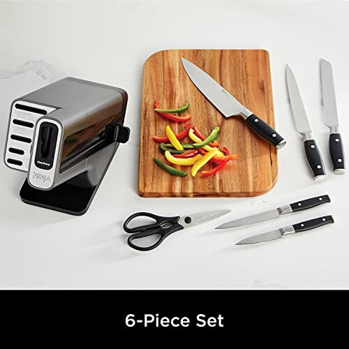 Ninja Foodi StaySharp Knife Block with Integrated Sharpener, 6Piece