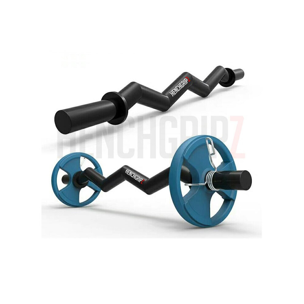HENCHGRIPZ THICK EZ CURL BAR - FAT BAR AXLE GRIP OLYMPIC 4FT BARBELL