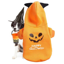 (Yellow, L) Halloween Dog Clothes Pet Demon Hooded Clothes Costumes Holiday Apparel