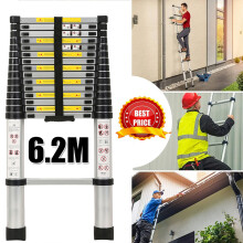 6.2M Multi-Purpose Aluminium Straight Telescopic Ladder Extension UK