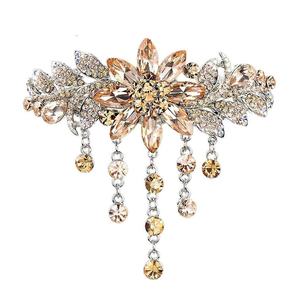 (Purple) Rhinestone Hair Clip Flower Tassel Luxury Spring Clip Hair Accessories For Women-image-OPC-P9W2HY7-NEW