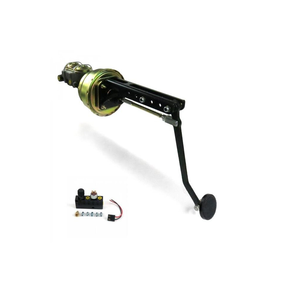 Helix Suspension Brakes & Steering 324270 Universal Adjustable Firewall 7 In. Dual Brake Pedal Kit Adjustable Disc & Drum 3 In. Pad Black 743399063101