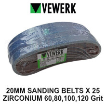 VEWERK 25pk 20 x 520mm Zirconium oxide Sanding Belts Air Belt Sander 2150