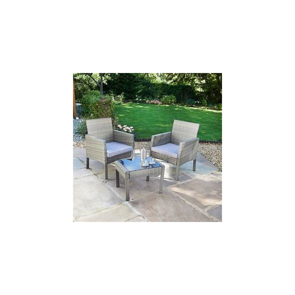 Spot On Dealz Rattan Armchair Bistro Set 2 Chairs & Table G-0238 Grey