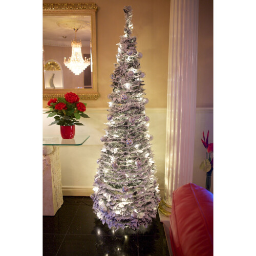 (Frosted / Snow Flocked) Best Artificial 6ft PreLit Decorated Pop Up
