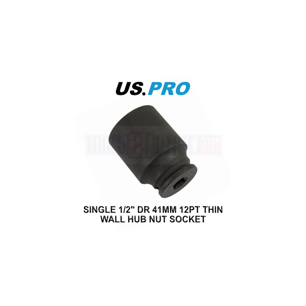Us Pro Tools 41Mm Deep 1/2" Dr Impact Thin Walled Hub Nut Socket 12Pt 3786