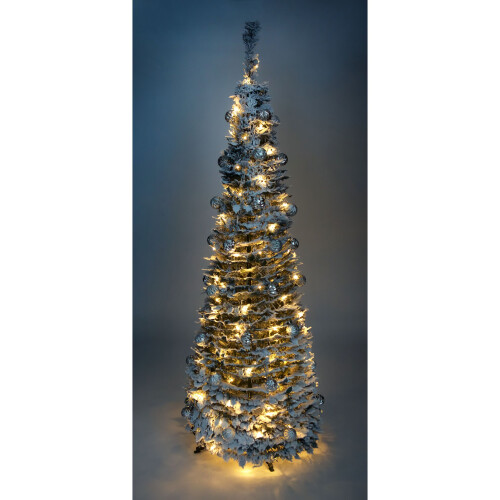 (Frosted / Snow Flocked) Best Artificial 6ft Pre-Lit Decorated Pop Up Christmas Tree Multi Function Timer 1