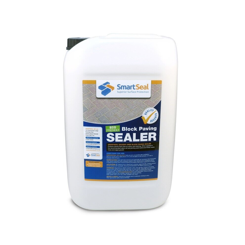 (25 Litres) Smartseal Eco-Friendly Block Paving Sealer - Solvent-Free - Durable Sand Hardener & Weed Inhibitor for A Natural Look - Best Block Paving Sealant