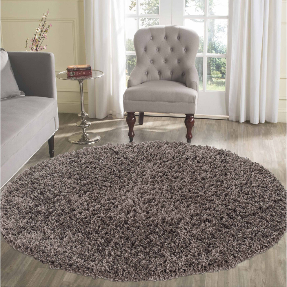 Serdim Rugs Living Room Round Shaggy Area Rugs TAUPE Round 120x120cm(4x4')