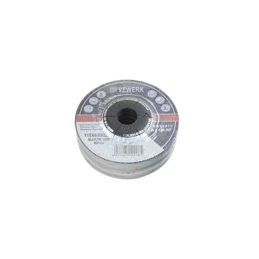 4.5INCH Metal Grinding Disc 115mm x 6mm x 22.2mm 5 PACK Angle Grinder Cutting - Image 3
