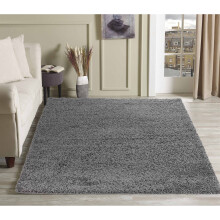Serdim Rugs Living Room Shaggy Area Rugs, Polypropylene, Silver Grey, 60x110cm(2'x3'7)