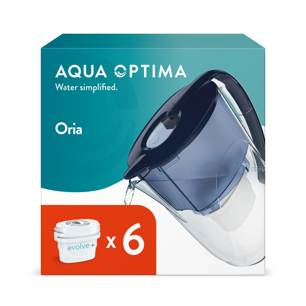 Aqua Optima Water Filter Jug Oria 2.8L & 6 Evolve+ Filters