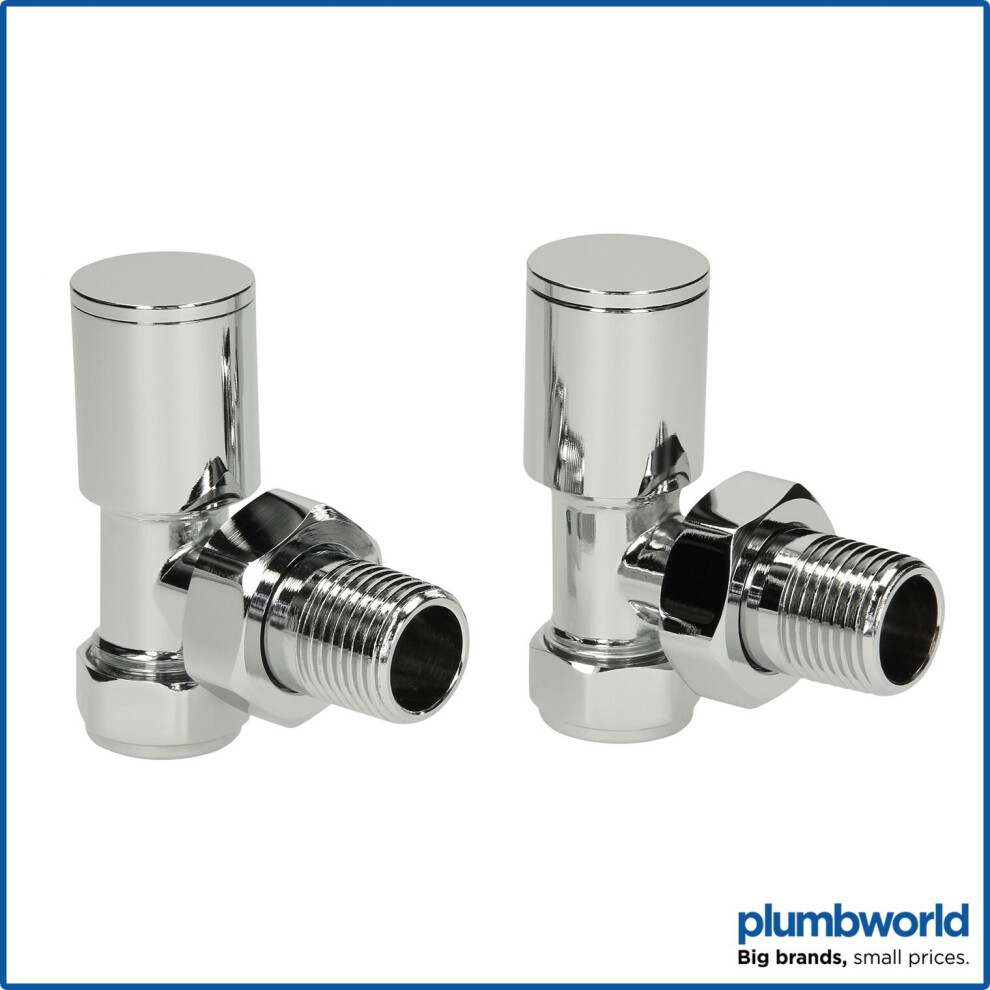 Duratherm Modern Angled Heated Towel Rail Radiator Valves Pair 15Mm Chrome Round Manual