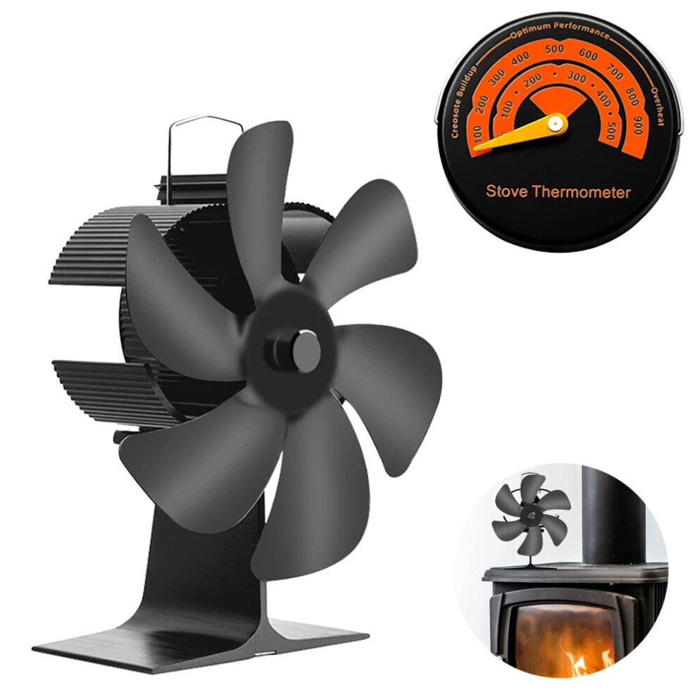 6 Blades Heat Powered Stove Fan for Wood Burner Log Burning Fire