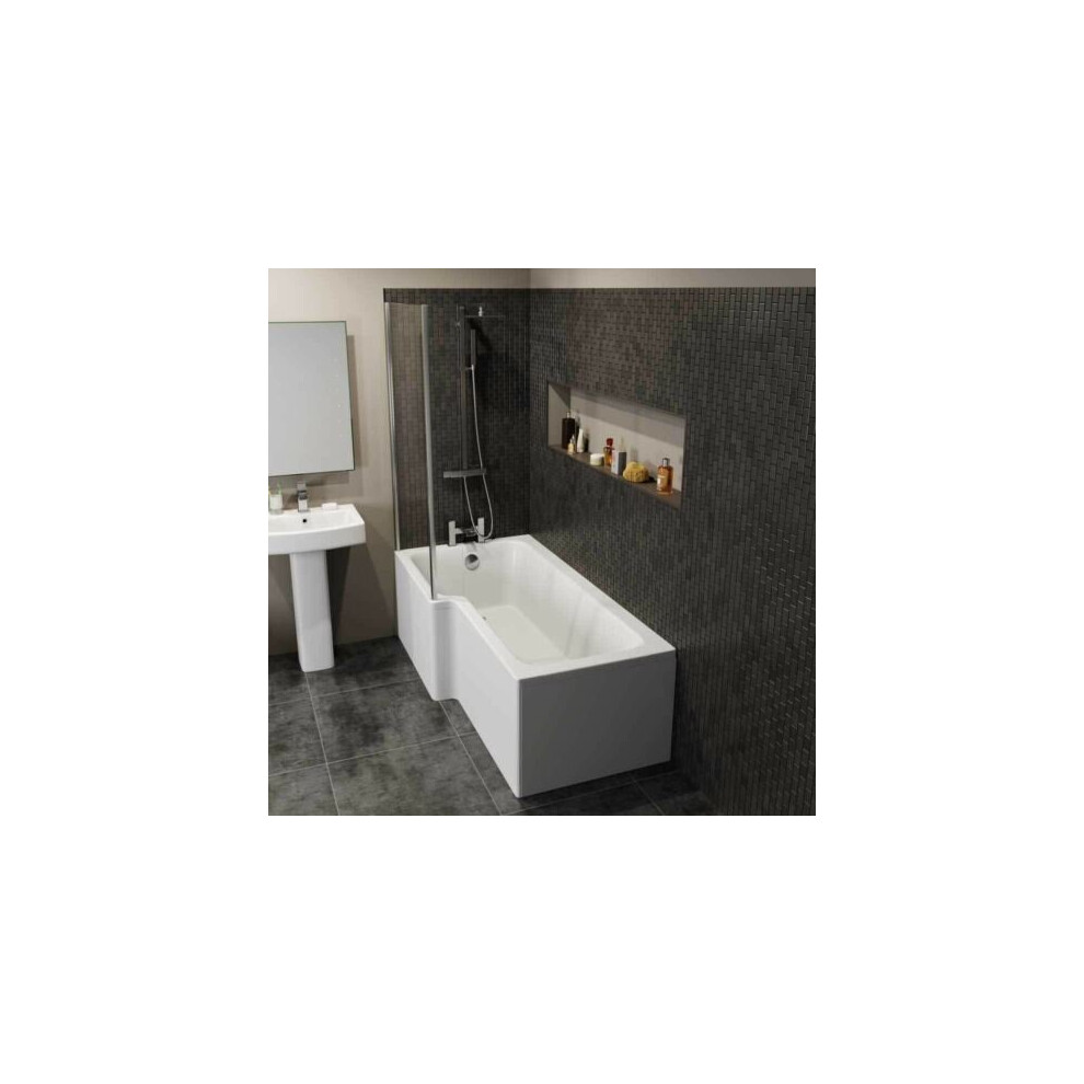 1600Mm L Shaped Lh Shower Bath Glass Screen Front End Panel Acrylic Bathroom 5056093691323