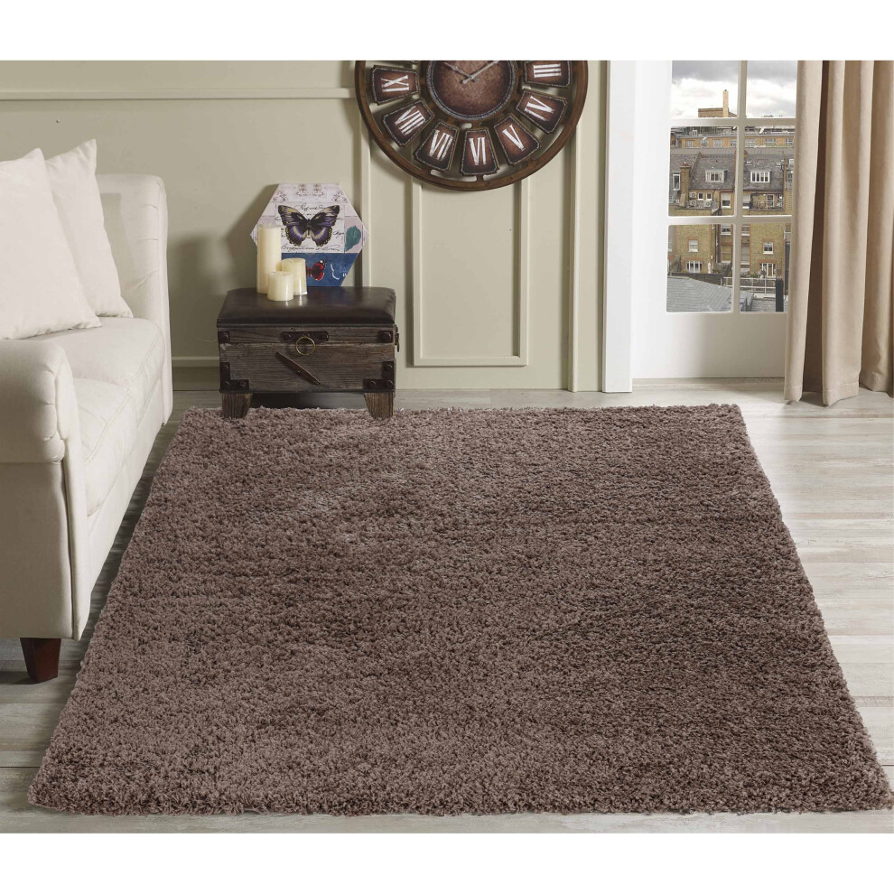 (200cm x 290cm (6ft 8" x 9ft 7")) Soft Thick Luxury Modern Shaggy Rug Dark Beige
