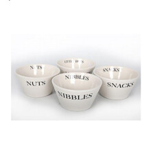 4 x Round Ceramic Snack Bowls Pots Nuts Nibbles Little Bites Snacks Party Home