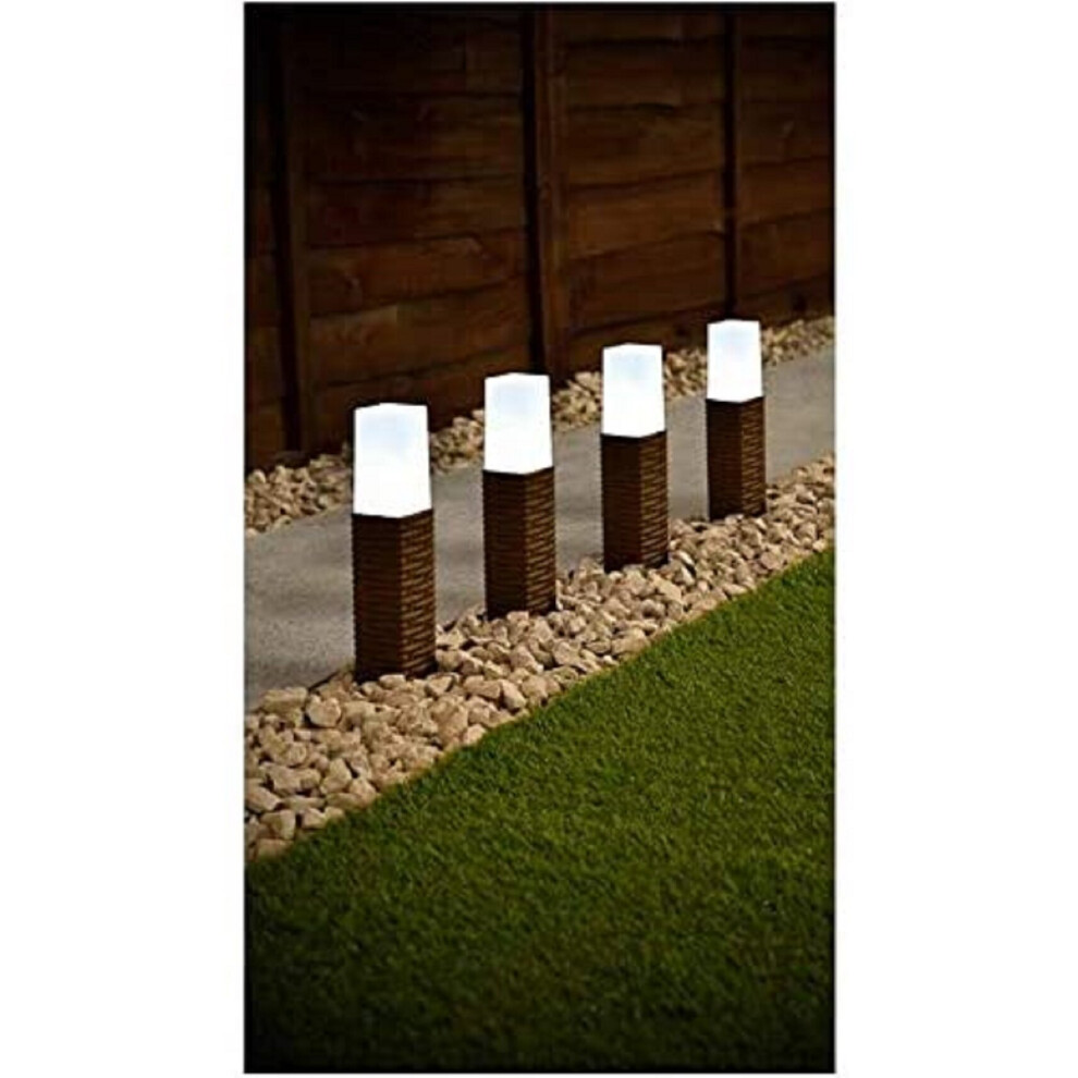 4pk Solar Powered Rattan Effect Post Solar Lights G-0255