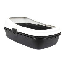 (Black & White) Cat Litter Tray with Sieve. Sifting Litter Box.