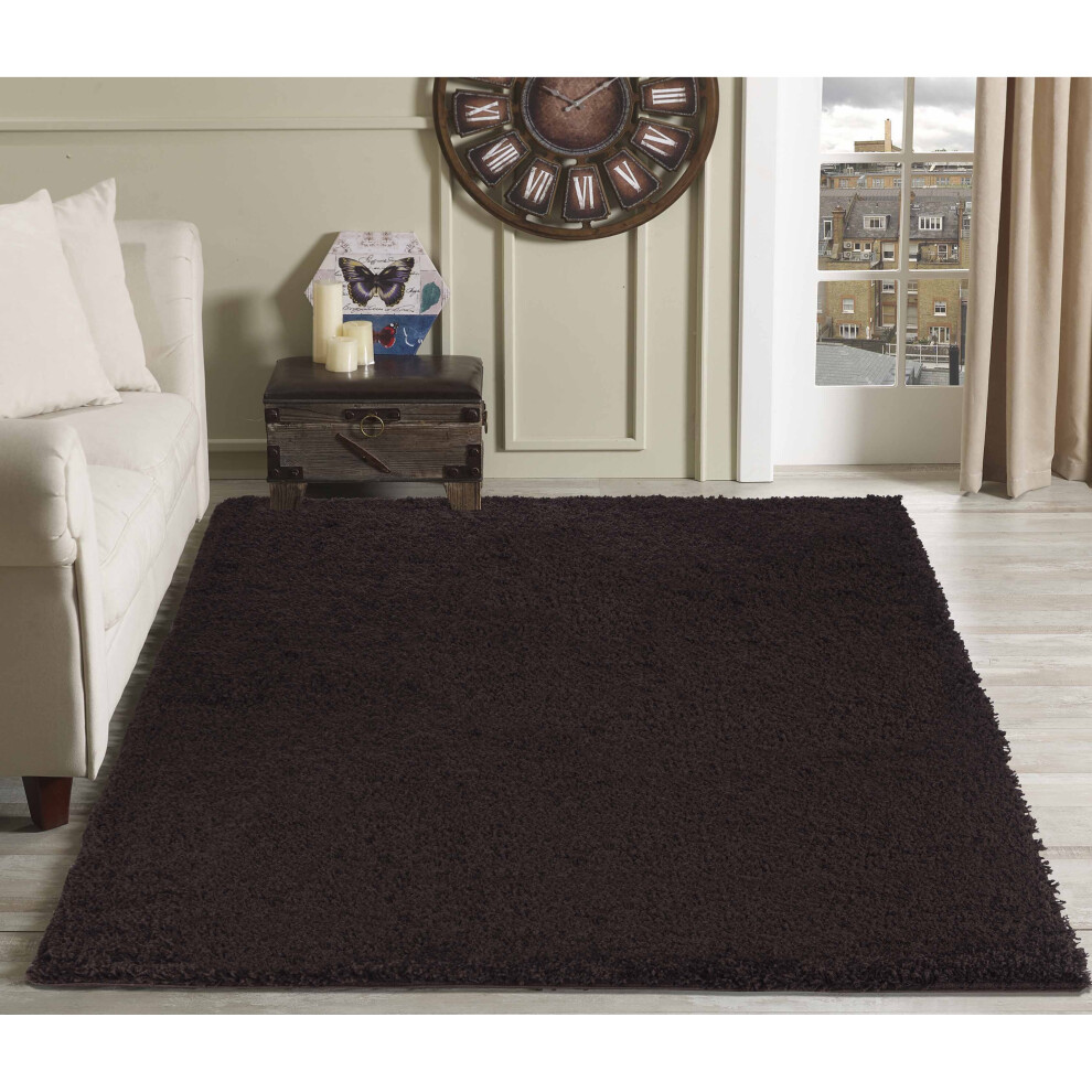 Smart Living Wholesale Ltd (200Cm X 290Cm (6Ft 8" X 9Ft 7")) Soft Thick Luxury Modern Shaggy Rug Brown