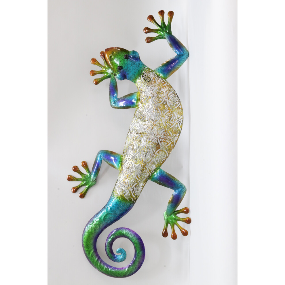 Metallic Gecko Wall Decoration Multi Colored Wall Art Garden Decor G-0259