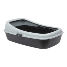 (Black & Grey) Cat Litter Tray. Big Open Cat Litter Box Tray.