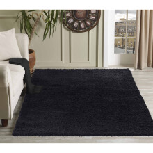 (120cm x 170cm (4ft x 5ft 8")) Soft Thick Luxury Modern Shaggy Rug Black