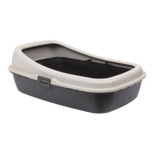 (Beige & Brown) Cat Litter Tray. Big Open Cat Litter Box Tray.