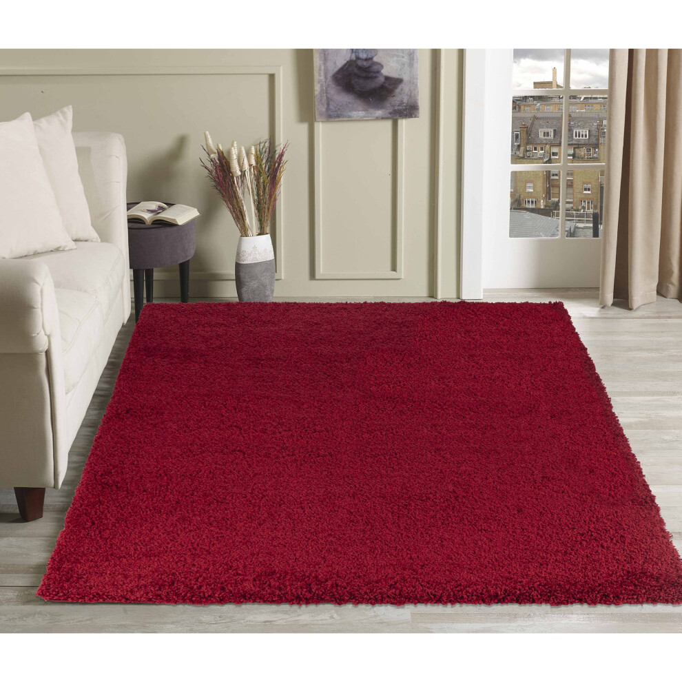 (80cm x 150cm (2ft 8" x 5ft)) Soft Thick Luxury Modern Shaggy Rug Red