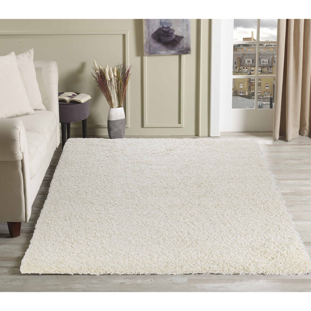 (60cm x 110cm (2ft x 3ft 7")) Soft Thick Luxury Modern Shaggy Rug Cream
