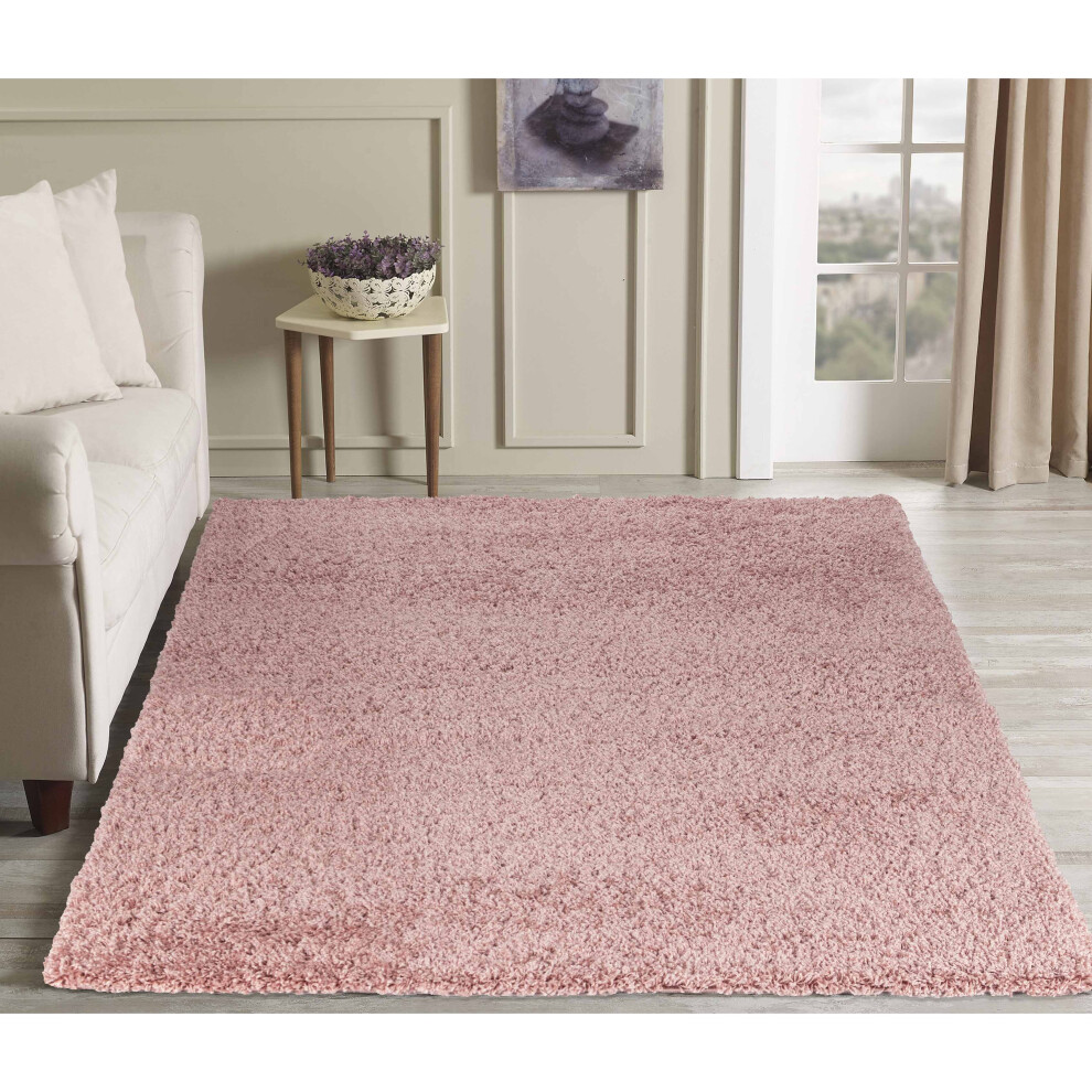 Serdim Rugs Living Room Shaggy Area Rugs, Polypropylene, Baby Pink, 120x170cm(4'x5'6)