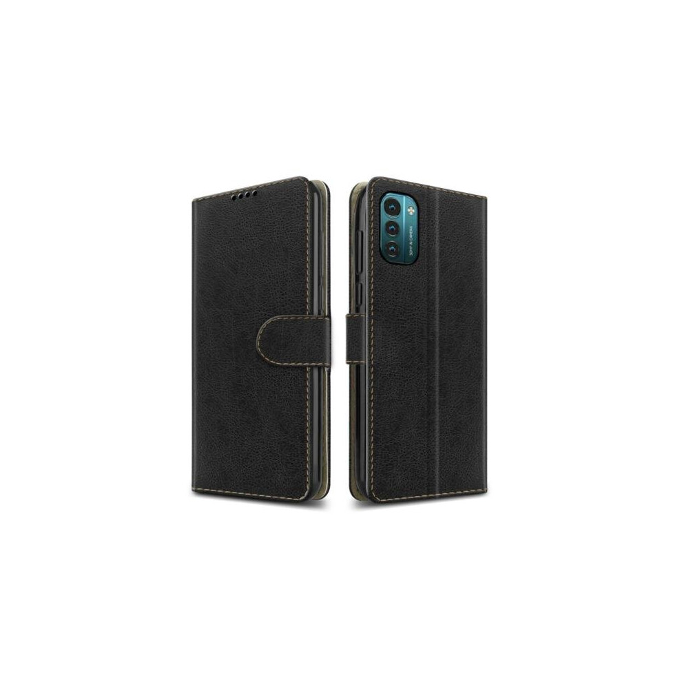 Nokia G11 / Nokia G21 Case Slim Leather Wallet Magnetic Flip Stand Phone Cover (Black)