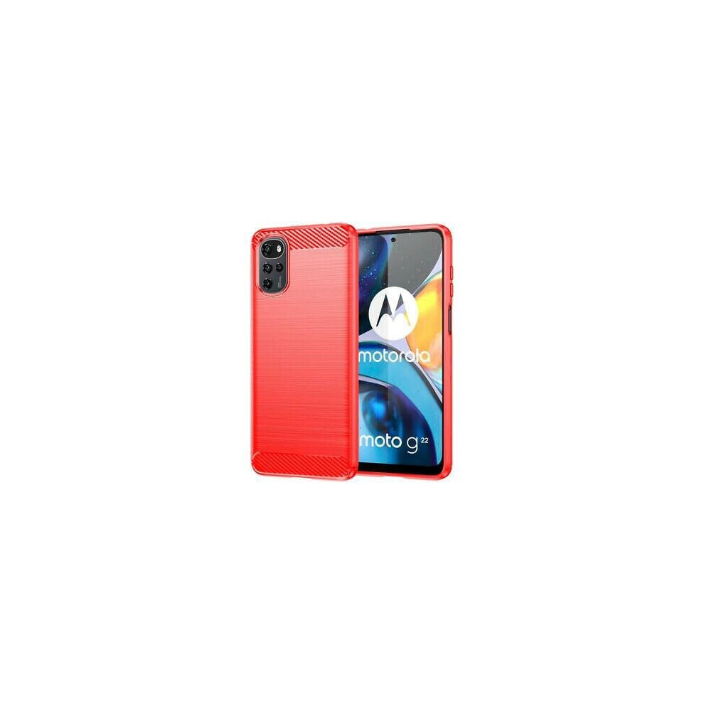 Motorola Moto G22 Case Slim Armor Carbon Fibre Silicone Gel Phone Cover(Red)