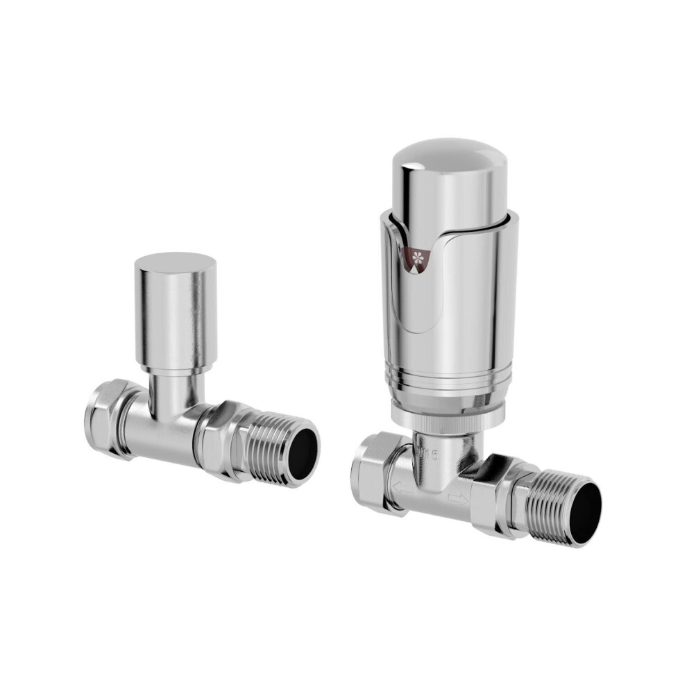 Duratherm Straight Polished Chrome Thermostatic Radiator Valve 15Mm Trv Rad
