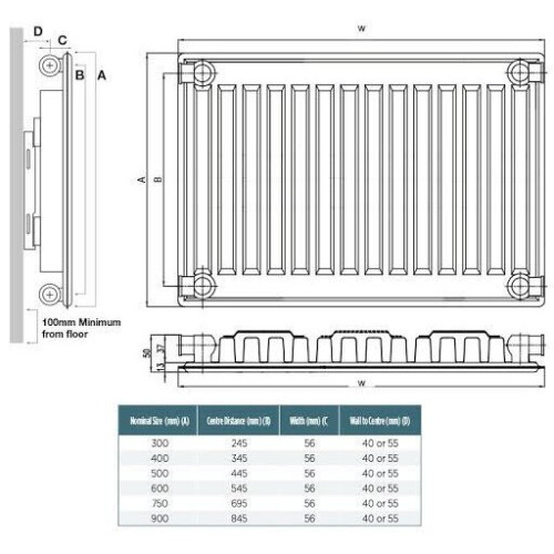 K Rad Kompact Type 11 Single Panel Radiator 500 x 800mm 1