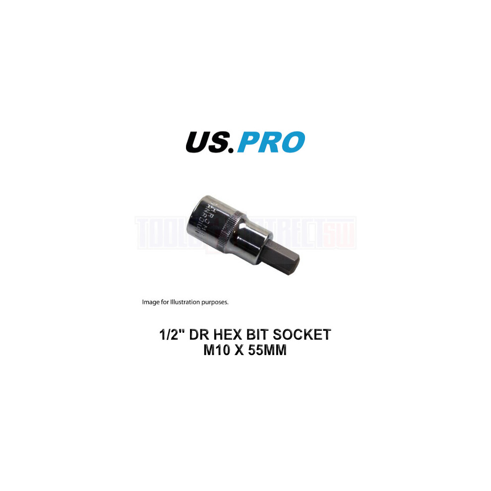 US PRO Tools M10 X 55MM 1/2" DR Hex Bit Socket 3308