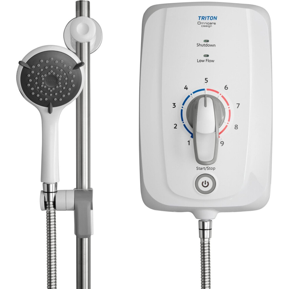 Triton Omnicare Design 8.5KW Thermostatic Electric Shower Extended Lever White