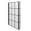 Bath Shower Screen Door Hinged 800mm Black Grid Square 6mm Glass Return Panel 2
