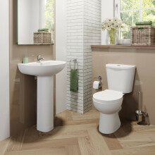 Modern Bathroom Close Coupled Toilet Basin Sink Pedestal Set Cloakroom Suite
