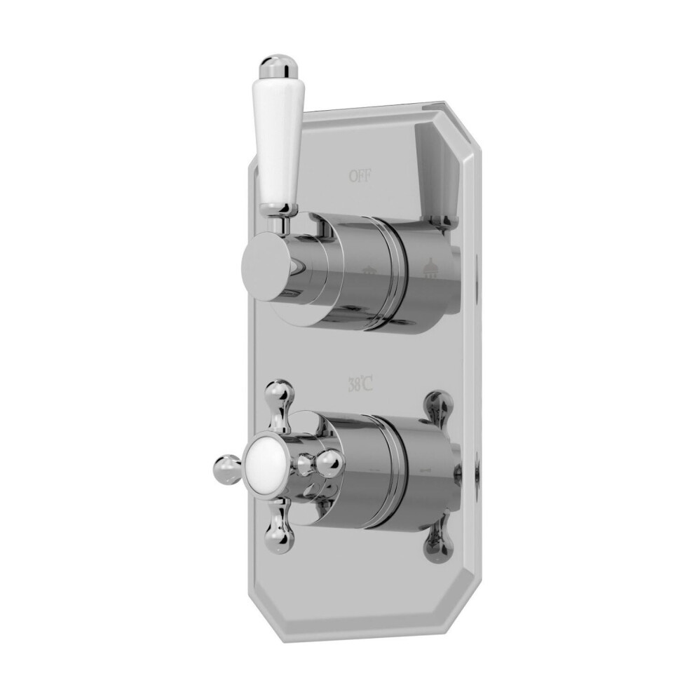 Traditional Concealed Shower Valve Thermostatic Lever/Cross Handle Twin Outlet