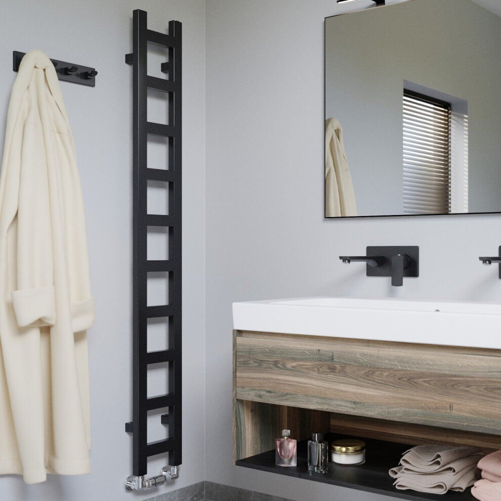 B&Q -  Easy Black Electric & Gas Flat Towel Warmer (W)200mm X (H)960mm - Image 3
