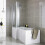 Modern Bathroom L Shaped Shower Bath Front Side Panel White Gloss MDF 1500mm 1