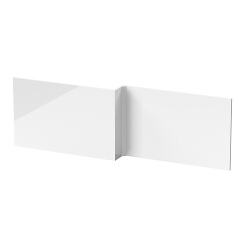 Modern Bathroom L Shaped Shower Bath Front Side Panel White Gloss MDF 1500mm 1