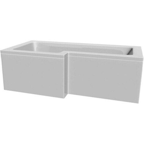 Modern Bathroom L Shaped Shower Bath Front Side Panel White Gloss MDF 1500mm 2