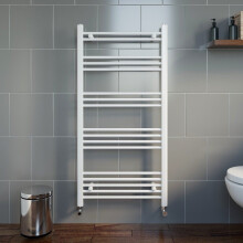 Modern 1200 x 600 Bathroom Heated Towel Rail Radiator Flat White 17 Rails