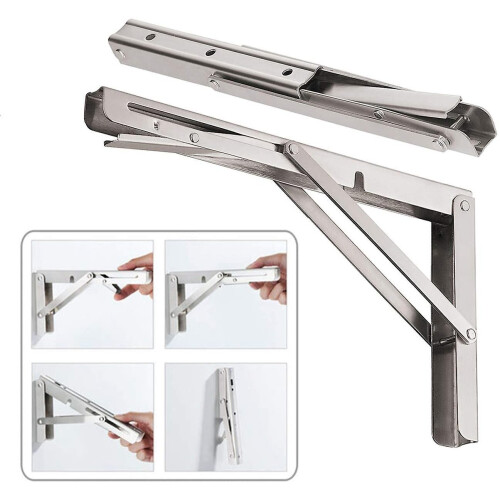 1pc Wall Mounted Folding Brackets 12inch Stainless Steel Hanging Bracket Foldable